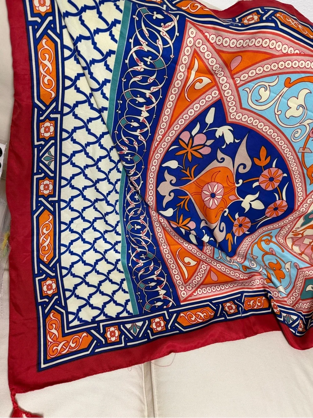 Mindful Souls Multicolor Corner Tassel Scarf Shawl Cover Up 70
